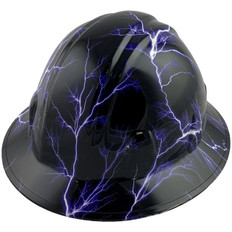 Lightning Storm Hydrographic FULL BRIM Hardhats - Ratchet Suspension - Oblique View