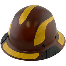 Lift Safety Composite Hardhats - Full Brim Natural Tan with Reflective Yellow Decal Kit Applied ~ Oblique View