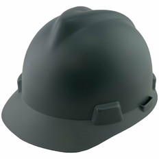 MSA V-Gard Cap Matte Gray Design Hard Hats with One Touch Liners ~ Oblique View