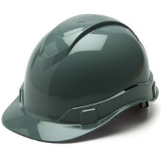 Pyramex #HP46113  RIDGELINE Cap Style Safety Hardhats with 6 point RATCHET Liners – Gray
 Left Side Oblique View