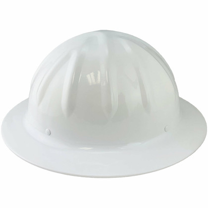 Ambassade Baglæns Ooze Skull Bucket #SBF-W80863 Aluminum Full Brim Safety Hardhats with Ratchet  Liners - White | ABCsafetymart.com