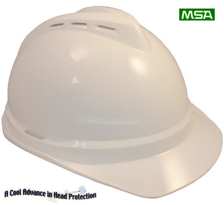 MSA Advance Vented Cap With Staz On Liners White - Oblique View