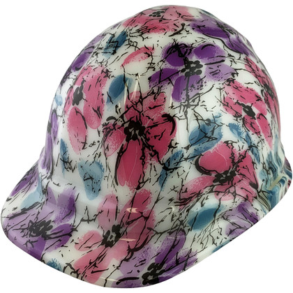 HDHH-1582-CS Flower Hydro Dipped GLOW IN THE DARK Hard Hats Cap Style with Ratchet Line ~ Oblique View