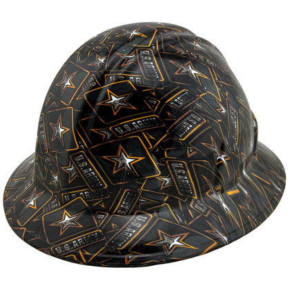 United States  Army Design Full Brim Hydro Dipped Hard Hats
Left Side Oblique View