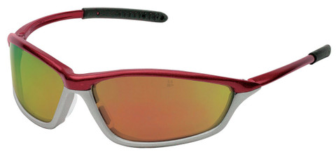 MCR Crews Shock Safety Eyewear Crimson Frame with Red Fire Lens ~ Oblique View