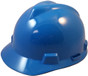 MSA V-Gard Cap Style Safety Hardhats with Fas-Trac III Liners - Blue ~ Oblique View