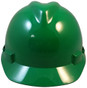 MSA V-Gard Cap Style Safety Hardhats with Fas-Trac III Liners - Green ~ Front View