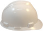 MSA V-Gard Cap Style Safety Hardhats with Fas-Trac III Liners - White ~ Right Side View