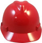 MSA  V-Gard Cap Style Safety Hardhats with Staz-On Liners - Red ~ Front View