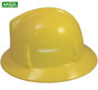 MSA Topgard Protective Full Brim Hardhats with Ratchet Liners Yellow ~ Left Side View