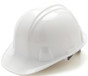 Pyramex 4 Point Cap Style Safety Hardhats with RATCHET Liners - White ~ Oblique View