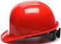 Pyramex 4 Point Cap Style Safety Hardhats with RATCHET Liners - Red ~ Left Side View