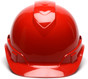 Pyramex RIDGELINE Cap Style Safety Hardhats with RATCHET Liners - Red ~ Front View