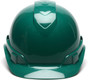 Pyramex  RIDGELINE Cap Style Safety Hardhats with RATCHET Liners - Green ~ Front View