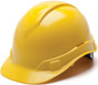 Pyramex  RIDGELINE Cap Style Safety Hardhats with RATCHET Liners - Yellow ~ Oblique View