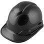 Pyramex  RIDGELINE Cap Style Safety Hardhats with 6 Point RATCHET Liners - Shiny Black Graphite Pattern with Edge
Oblique View