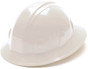 Pyramex  4 Point Full Brim Style Hardhats with RATCHET Liners - White ~ Oblique View