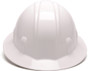 Pyramex  4 Point Full Brim Style Hardhats with RATCHET Liners - White ~ Front View