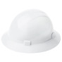 ERB  Type II Full Brim Americana360 Safety Hardhats with Ratchet Liners - White ~ Oblique View