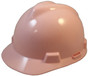 MSA V-Gard Cap Style Safety Hardhats with Fas-Trac III Liners - Standard Pink  ~ Oblique View