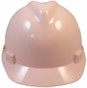 MSA V-Gard Cap Style Safety Hardhats with Fas-Trac III Liners - Standard Pink  ~ Front View