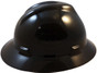 MSA V-Gard Full Brim Safety Hardhats with Fas-Trac III Liners - Black ~ Oblique View