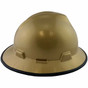 MSA V-Gard Full Brim Safety Hardhats with Fas-Trac III Liners - Gold with Edge ~ Left Side View