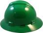 MSA V-Gard Full Brim Safety Hardhats with Fas-Trac III Liners - Green ~ Left Side View