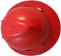 MSA  V-Gard Full Brim Safety Hardhats with Fas-Trac III Liners - Red ~ Top View