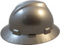 MSA V-Gard Full Brim Safety Hardhats with Fas-Trac III Liners - Silver ~ Right Side View