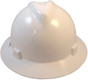 MSA V-Gard Full Brim Safety Hardhats with Fas-Trac III Liners - White ~ Front View