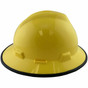 MSA V-Gard Full Brim Safety Hardhats with Fas-Trac III Liners - Yellow with Edge ~ Right Side View