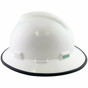 MSA  V-Gard Full Brim Safety Hardhats with One-Touch Liners - White with Edge ~ Left Side View