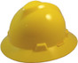 MSA V-Gard Full Brim Safety Hardhats with One-Touch Liners - Yellow ~ Oblique View