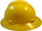 MSA V-Gard Full Brim Safety Hardhats with One-Touch Liners - Yellow ~ Left Side View