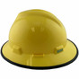 MSA V-Gard Full Brim Safety Hardhats with One-Touch Liners - Yellow with Edge ~ Left Side View