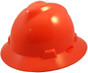 MSA V-Gard Full Brim Safety Hardhats with One-Touch Liners - Standard Orange ~ Oblique View