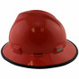 MSA V-Gard Full Brim Safety Hardhats with One-Touch Liners - Red with Edge ~ Left Side View