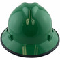 MSA V-Gard Full Brim Safety Hardhats with One-Touch Liners - Green with Edge ~ Front View