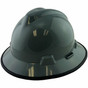 MSA  V-Gard Full Brim Safety Hardhats with One-Touch Liners - Gray with Edge ~ Oblique View