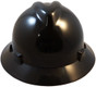 MSA V-Gard Full Brim Safety Hardhats with Staz-On Liners - Black ~ Front View