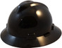 MSA V-Gard Full Brim Safety Hardhats with Staz-On Liners - Black ~ Oblique View