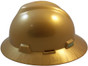 MSA V-Gard Full Brim Safety Hardhats with Staz-On Liners - Gold ~ Left Side View