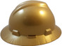 MSA V-Gard Full Brim Safety Hardhats with Staz-On Liners - Gold ~ Right Side View