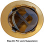 MSA V-Gard Full Brim Safety Hardhats with Staz-On Liners - Gold ~ MSA Staz-On Suspension Detail