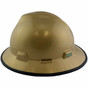 MSA V-Gard Full Brim Safety Hardhats with Staz-On Liners - Gold with Edge ~ Oblique View