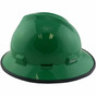 MSA V-Gard Full Brim Safety Hardhats with Staz-On Liners - Green with Edge ~ Left Side View