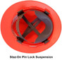 MSA  V-Gard Full Brim Safety Hardhats with Staz-On Liners - Hi Viz Orange ~ MSA Staz-On Suspension Detail