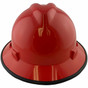 MSA V-Gard Full Brim Safety Hardhats with Staz-On Liners - Standard Red with Edge ~ Front View