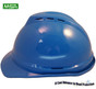 MSA #10034019 V-Gard Series 500 Vented Safety Hardhats with Ratchet Liners Blue ~ Left Side View